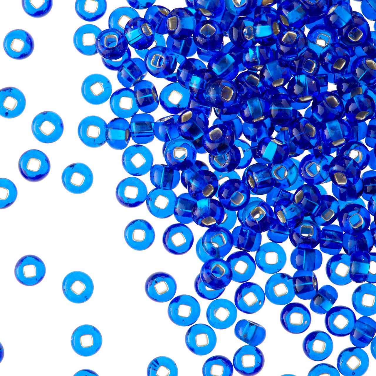 12 Pack: John Bead Sapphire Silver Lined Czech Glass Seed Beads, 6/0